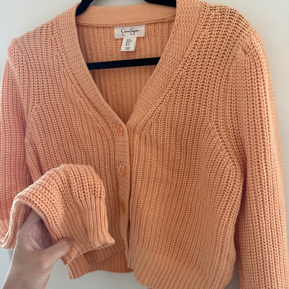 Jessica Simpson Orange Cardigan With Flower Buttons